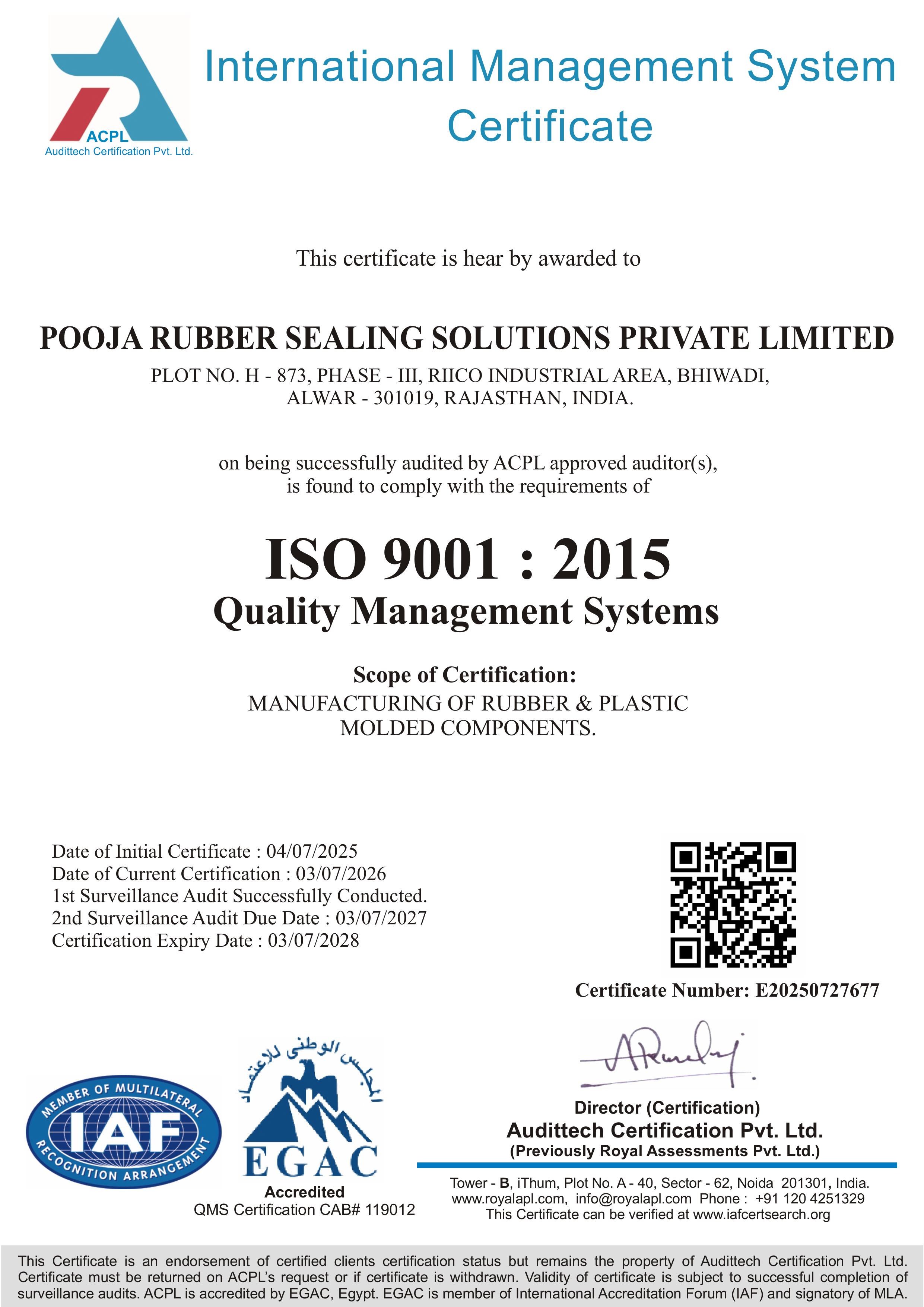ISO 9001 Certificate